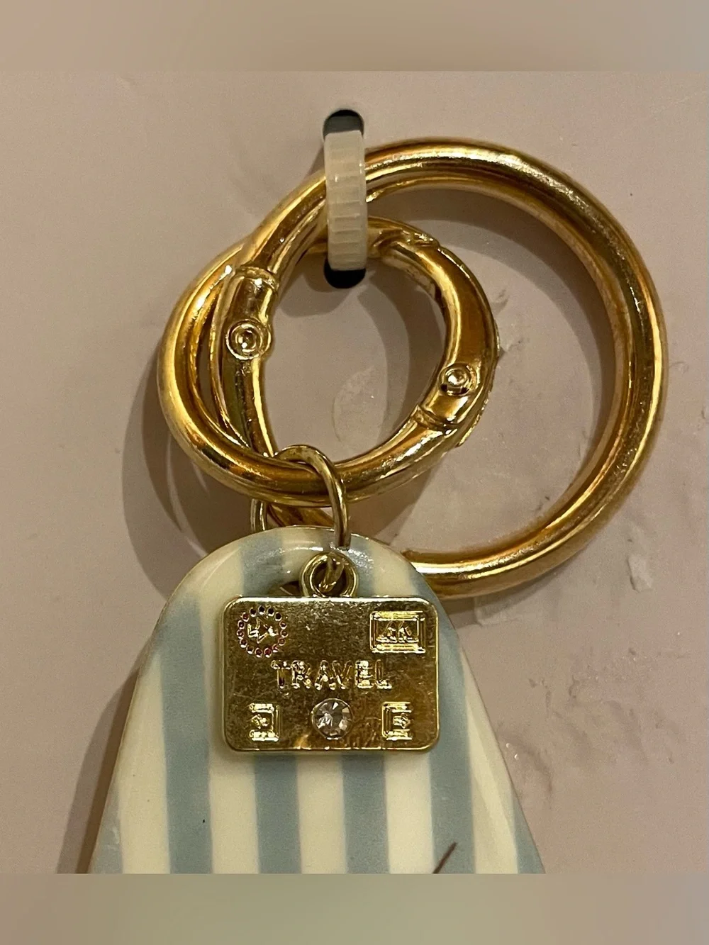 A Little Obsessed NWT Tini Time Motel Key Bag Charm Keychain Gold Tone Travel